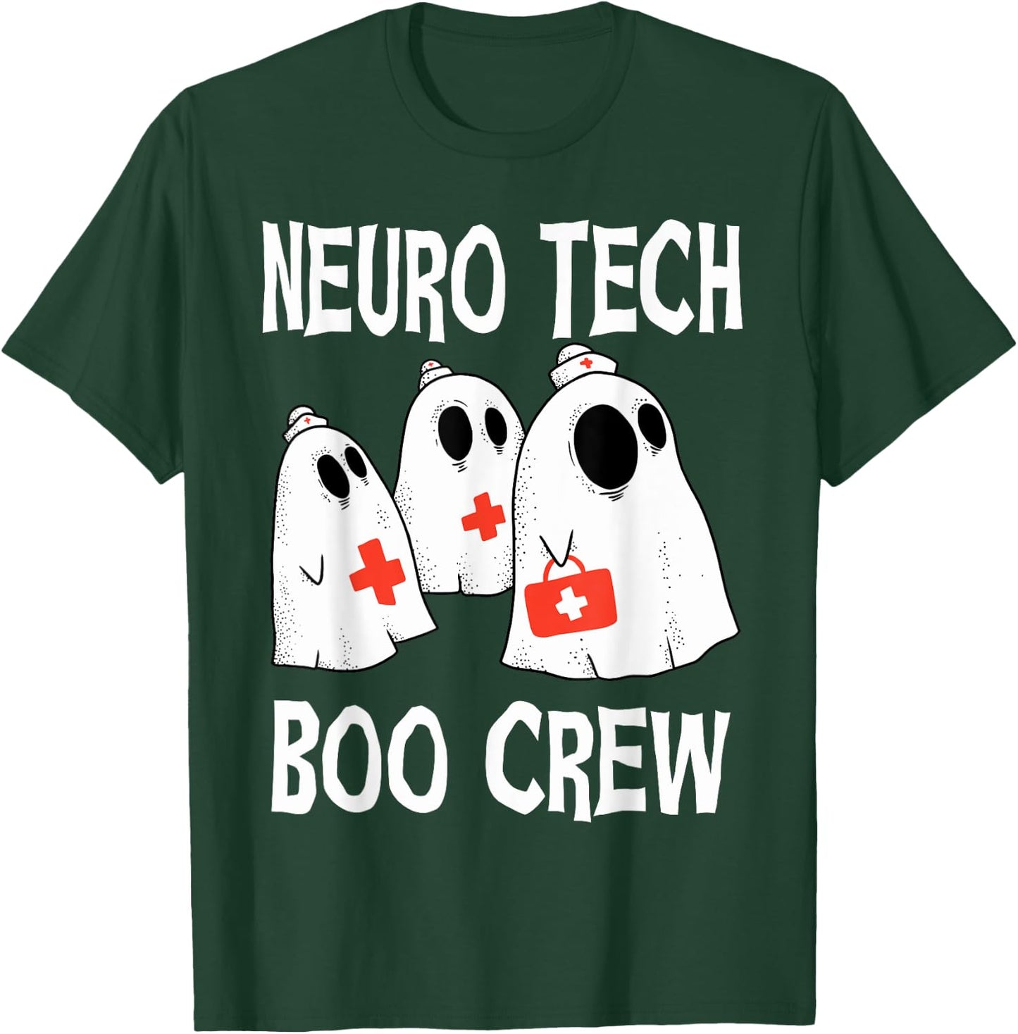 Funny Neuro Tech Boo Crew Neurology Halloween Costume T-Shirt - T-Shirt | Forest
