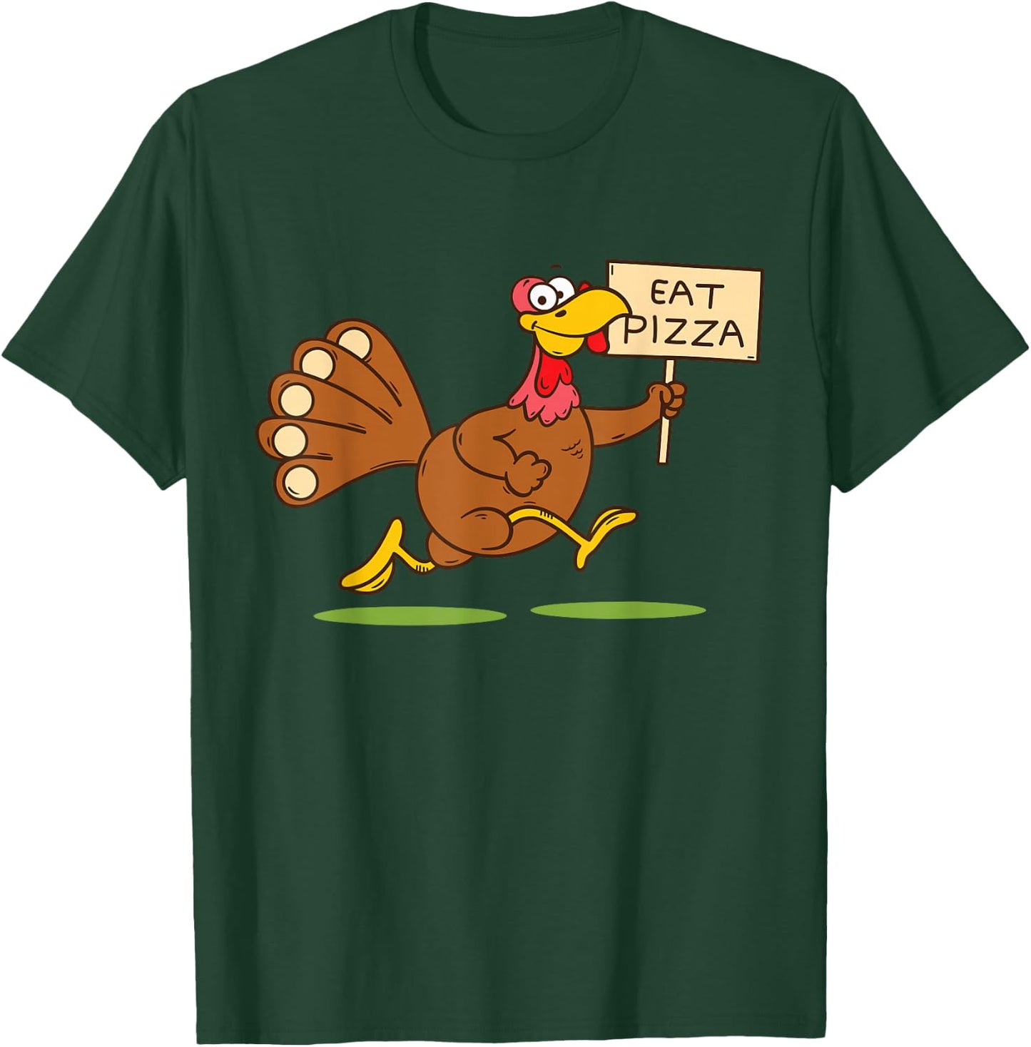Turkey Eat Pizza Men Kids Vegan Funny Thanksgiving Family T-Shirt - T-Shirt | Forest
