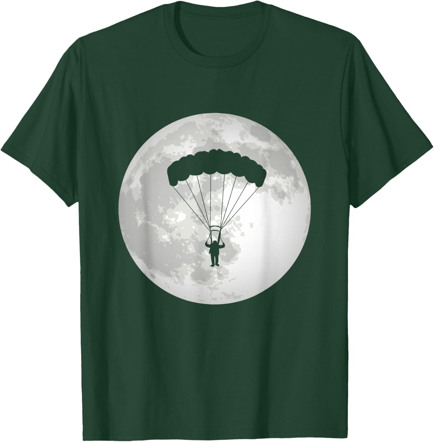 Parachuting Moon Paratrooper Paragliding T-Shirt - T-Shirt | Forest