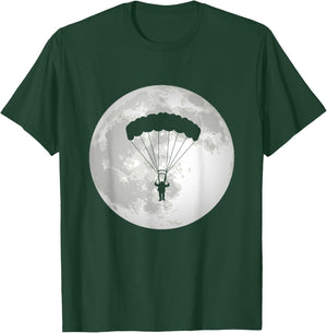 Parachuting Moon Paratrooper Paragliding T-Shirt - T-Shirt | Forest