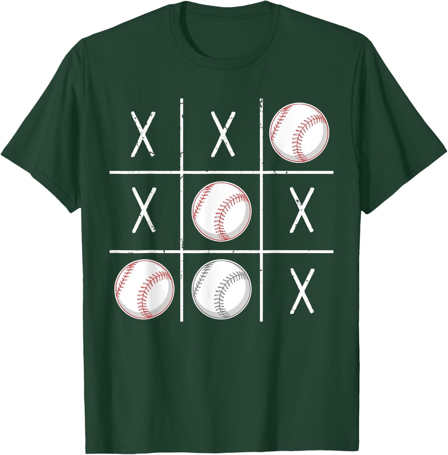 Baseball Ball Men Boys Baseball Tic-Tac-Toe Game XO-XO T-Shirt - T-Shirt | Forest