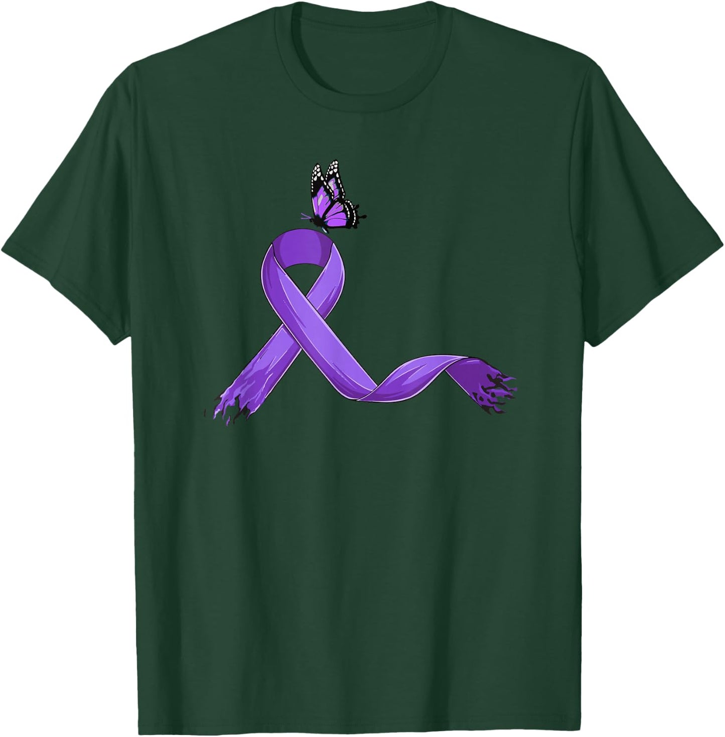 Fibromyalgia Gifts & Accessories Cute Modern Ribbon Black Short Sleeve - Small - Fibromyalgia Awareness T-Shirt - T-Shirt | Forest