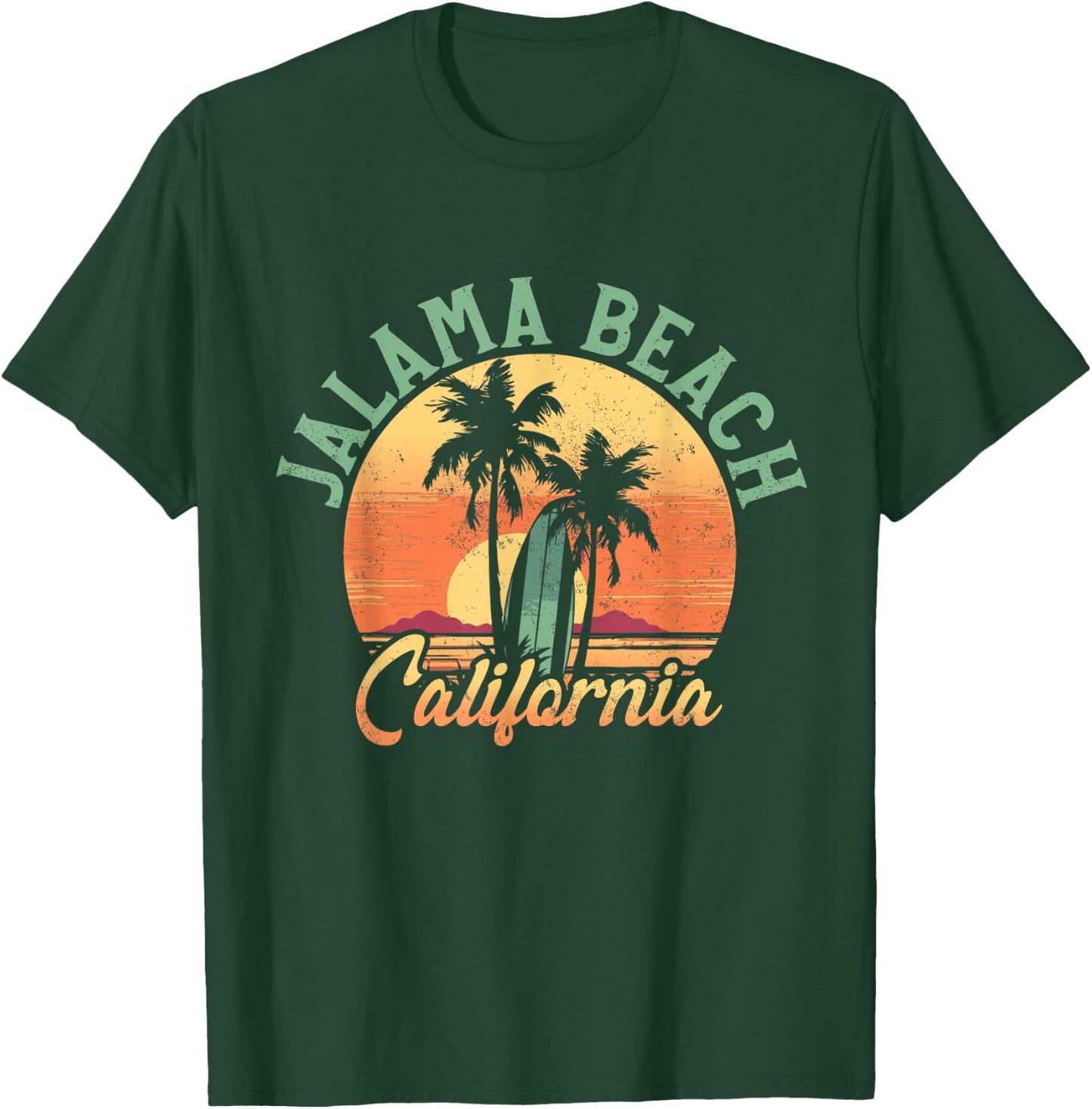 Jalama Beach California Retro Surfer Vintage Beach Men Women T-Shirt - T-Shirt | Forest