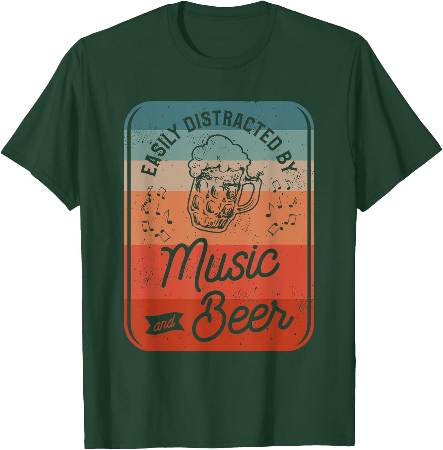 Easily Distracted By Music And Beer T-Shirt - T-Shirt | Forest
