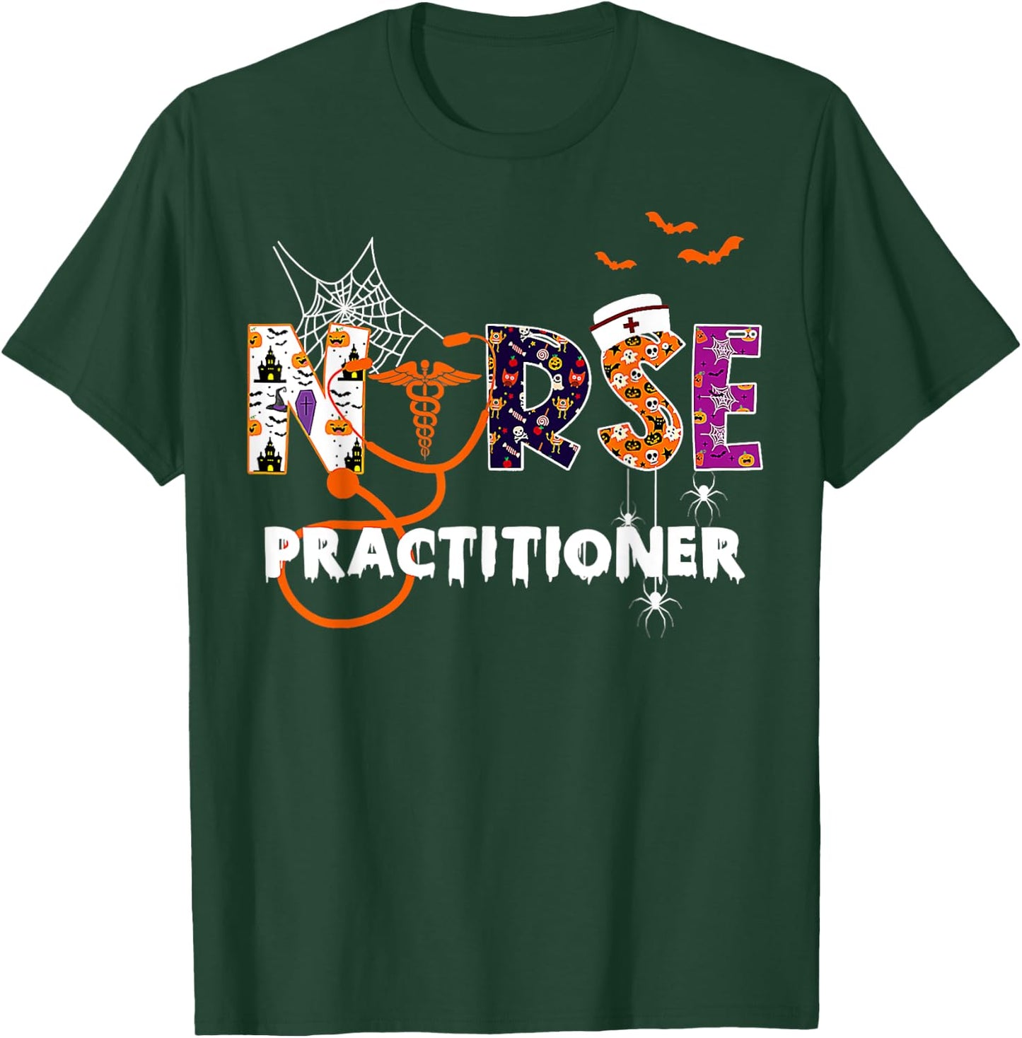 NP Nurse Practitioner Spooky Season Funny Halloween Nursing T-Shirt - T-Shirt | Forest