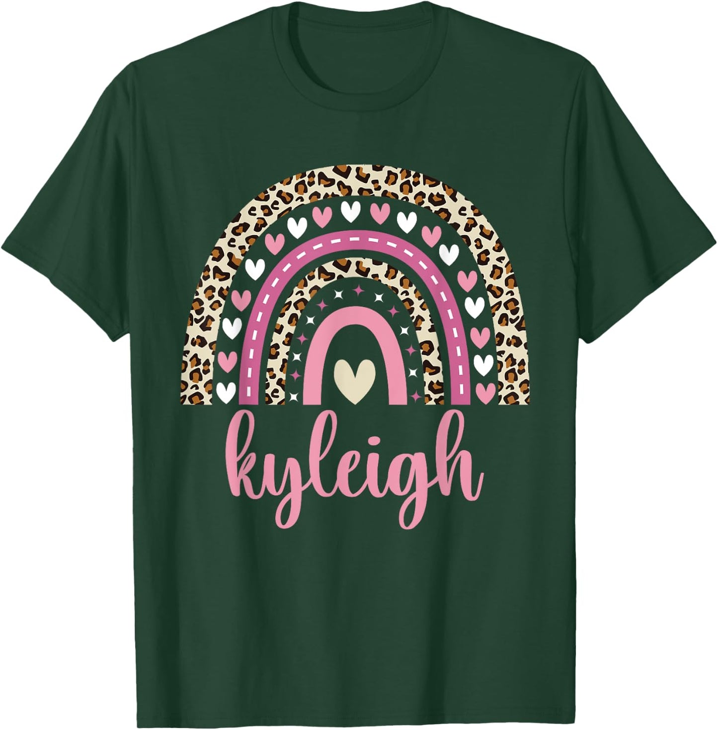 Kyleigh Rainbow Leopard Personalized Kyleigh Birthday T-Shirt - T-Shirt | Forest
