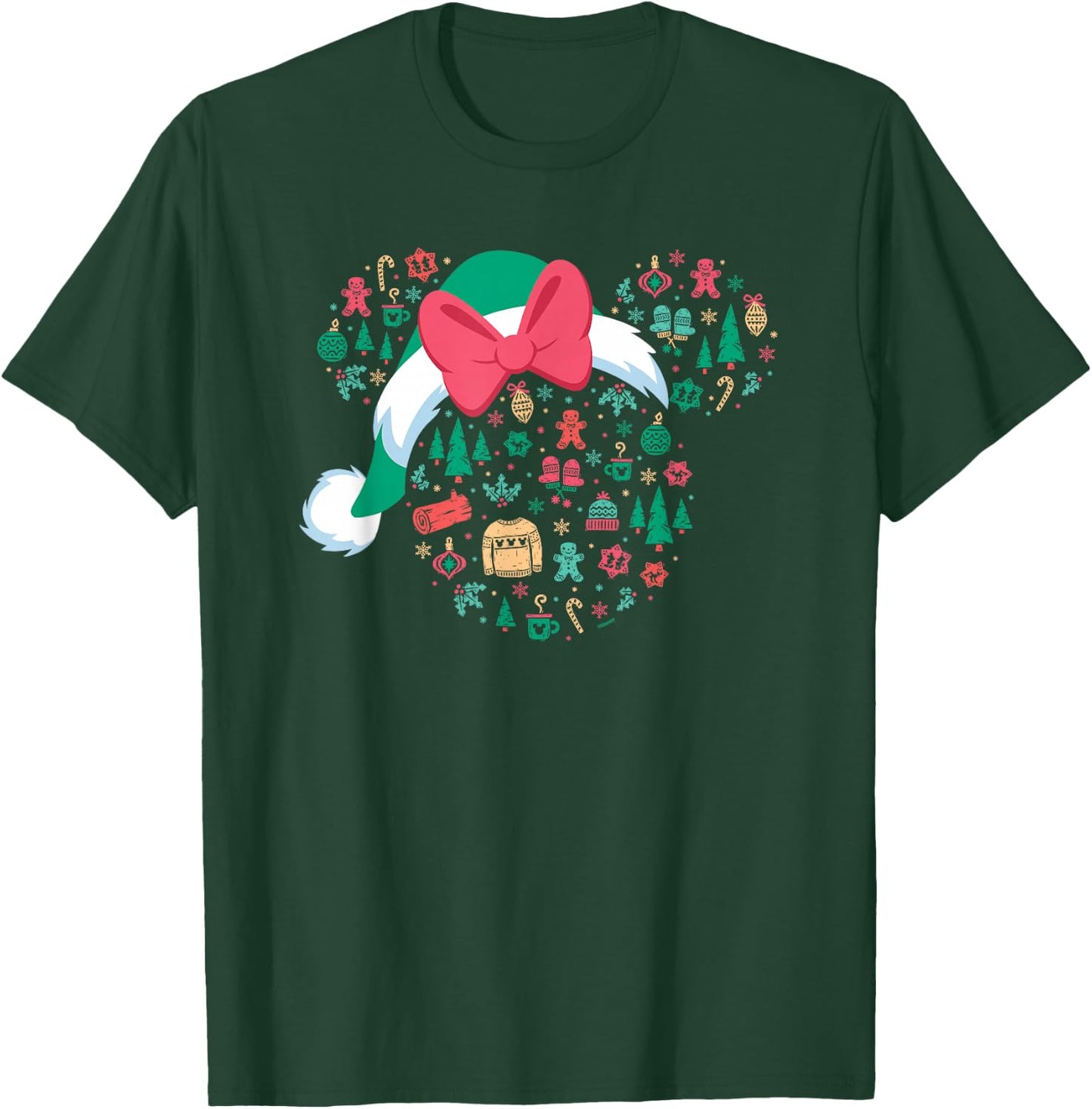 Disney Minnie Mouse Head Icon Christmas Holiday Santa Hat T-Shirt - T-Shirt | Forest