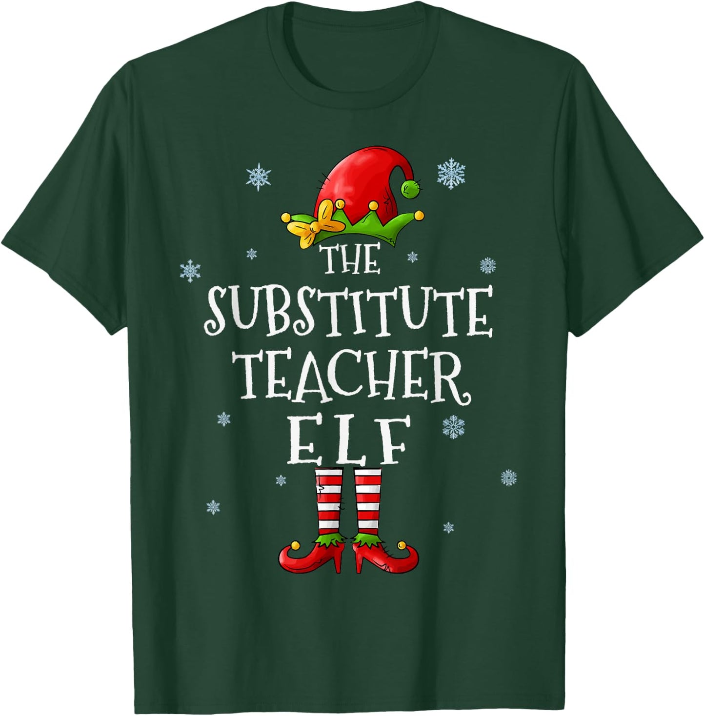 The Substitute Teacher Elf Squad Funny Matching Christmas Women T-Shirt - T-Shirt | Forest