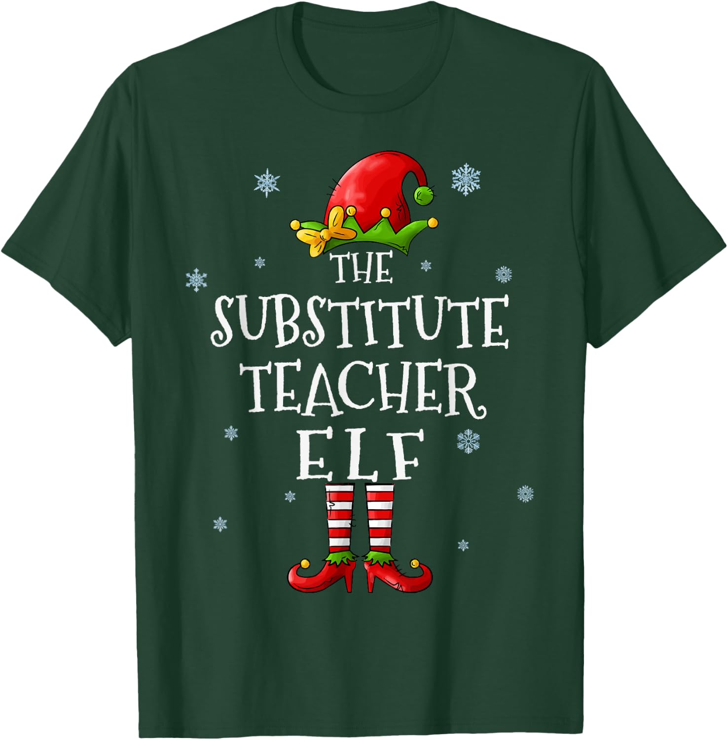 The Substitute Teacher Elf Squad Funny Matching Christmas Women T-Shirt - T-Shirt | Forest