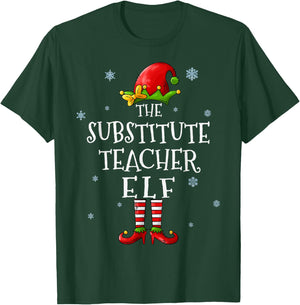 The Substitute Teacher Elf Squad Funny Matching Christmas Women T-Shirt - T-Shirt | Forest