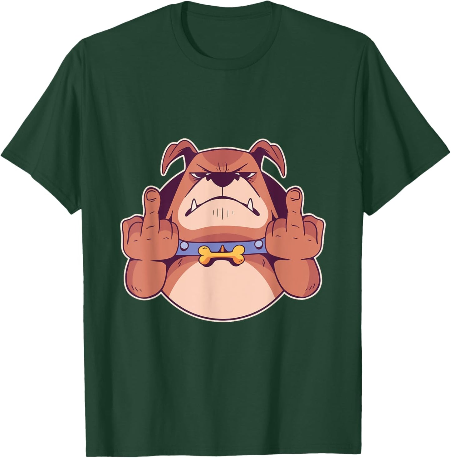 Dog Middle Finger Bulldog Stink Finger Funny Gift T-Shirt - T-Shirt | Forest