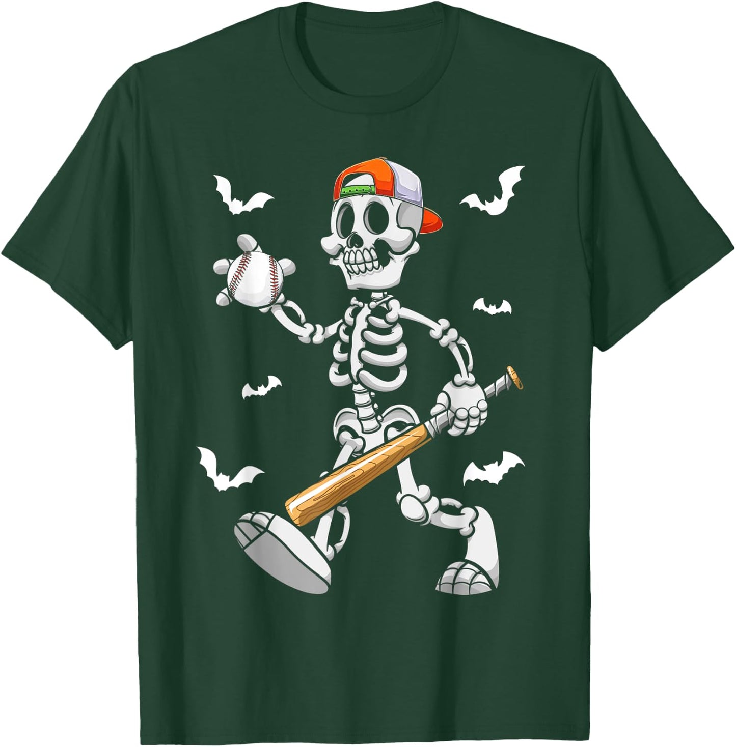 Cool Skeleton Baseball Lover Halloween Baseball Player T-Shirt - T-Shirt | Forest