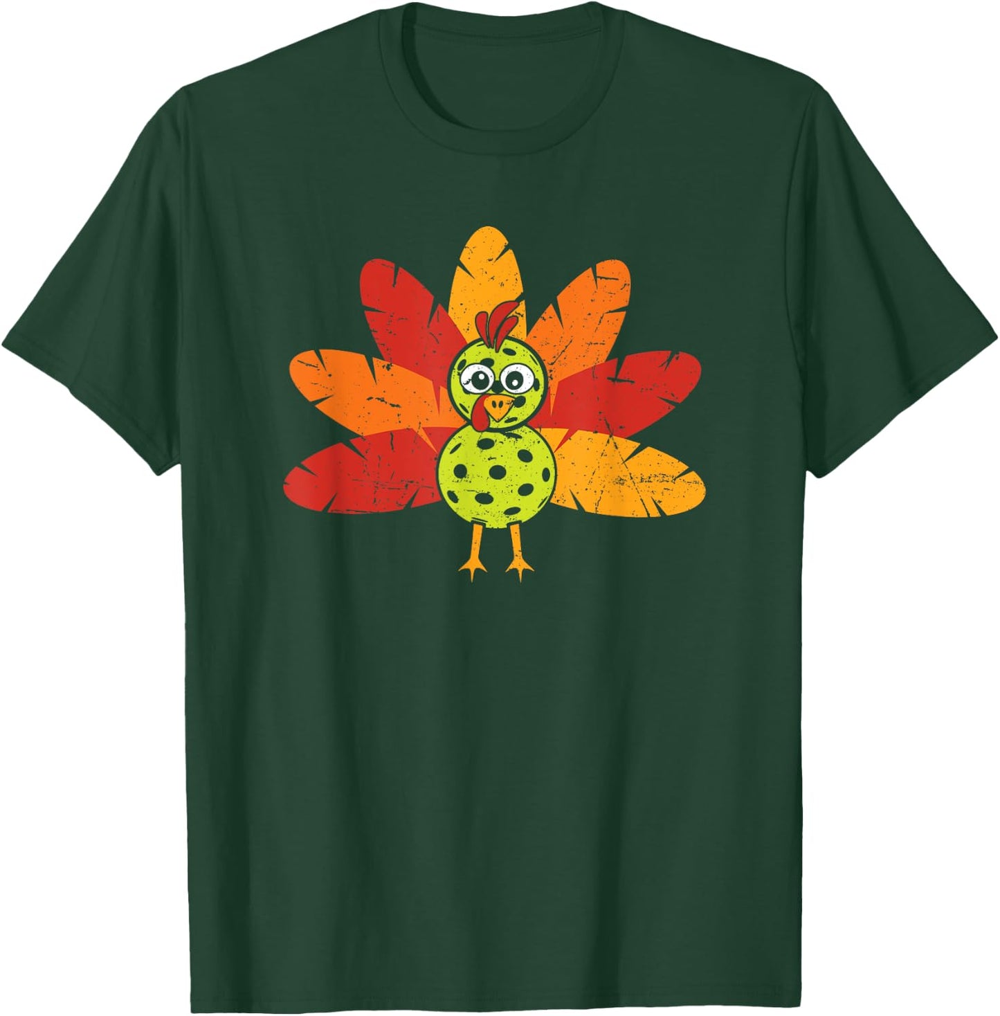 Thanksgiving Pickleball Funny Pickleball Turkey Thanksgiving T-Shirt - T-Shirt | Forest
