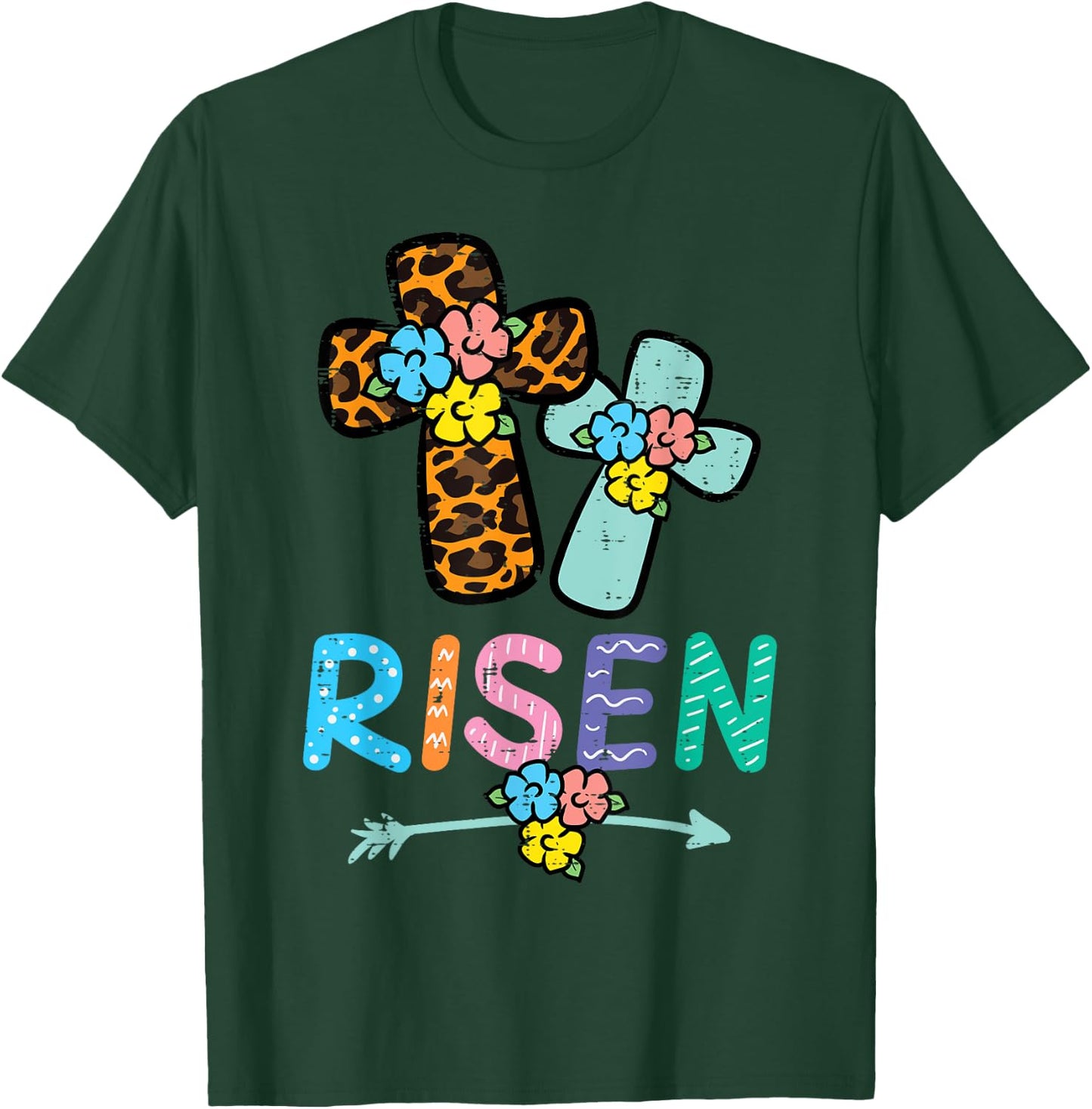 Easter Risen Jesus Cross Christian Women Girls Kids Toddler T-Shirt - T-Shirt | Forest