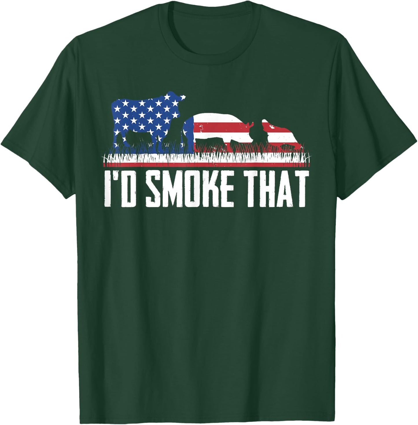 I'd Smoke That US Flag Patriot BBQ Barbeque Chef T-Shirt - T-Shirt | Forest