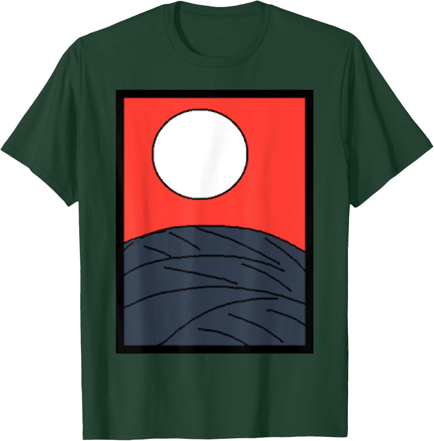 Funny Design Production Club Original Design Attention No.1 Japanese Karuta Hanafuda Moon T-Shirt - T-Shirt | Forest
