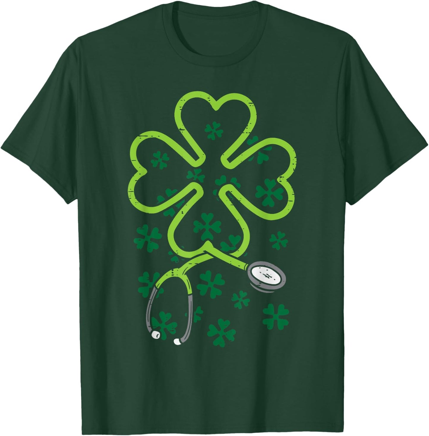 Shamrock Stethoscope Scrub Nurse St Patricks Day RN Women T-Shirt - T-Shirt | Forest