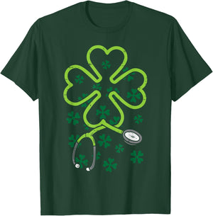 Shamrock Stethoscope Scrub Nurse St Patricks Day RN Women T-Shirt - T-Shirt | Forest