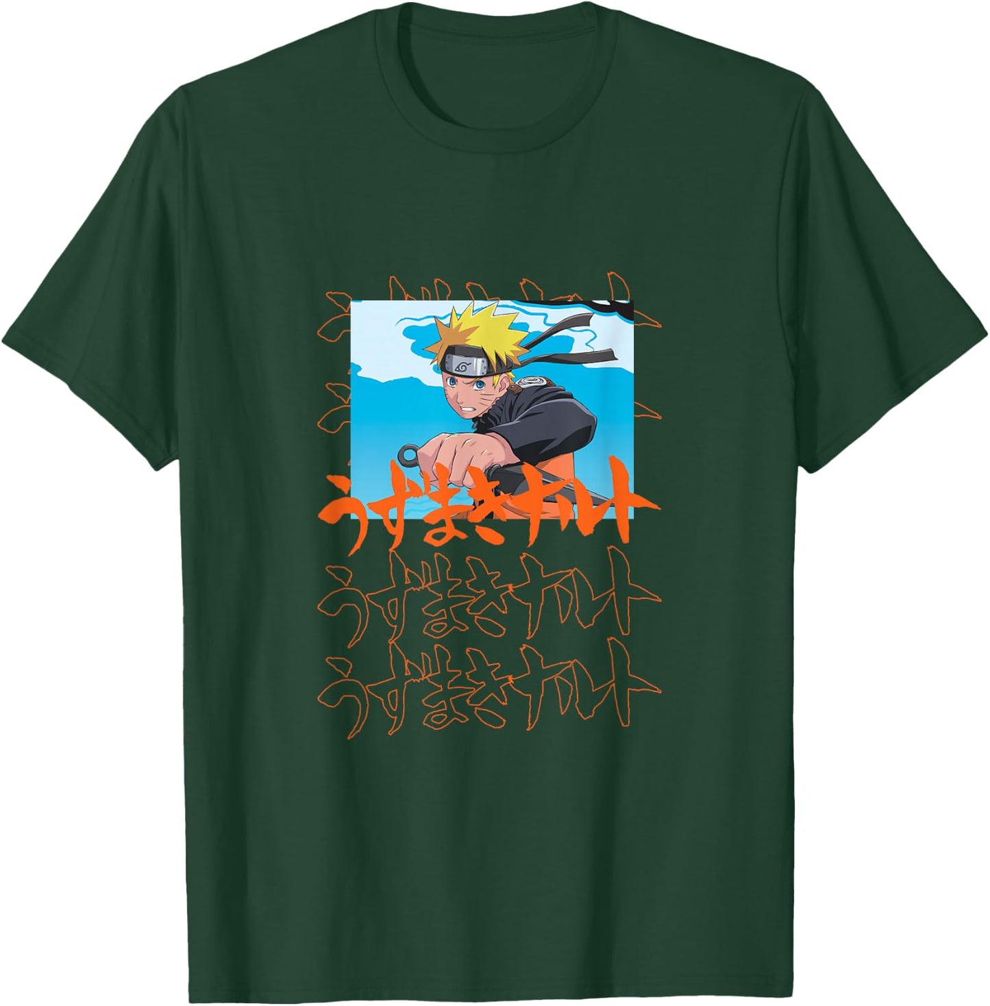 Naruto Shippuden Naruto with Kanji T-Shirt - T-Shirt | Forest