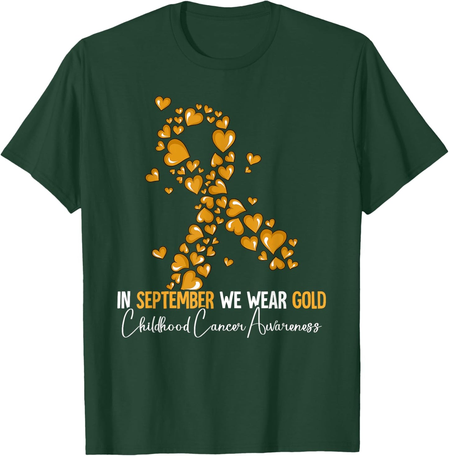 In September We Wear Gold Childhood Cancer Awareness T-Shirt - T-Shirt | Forest