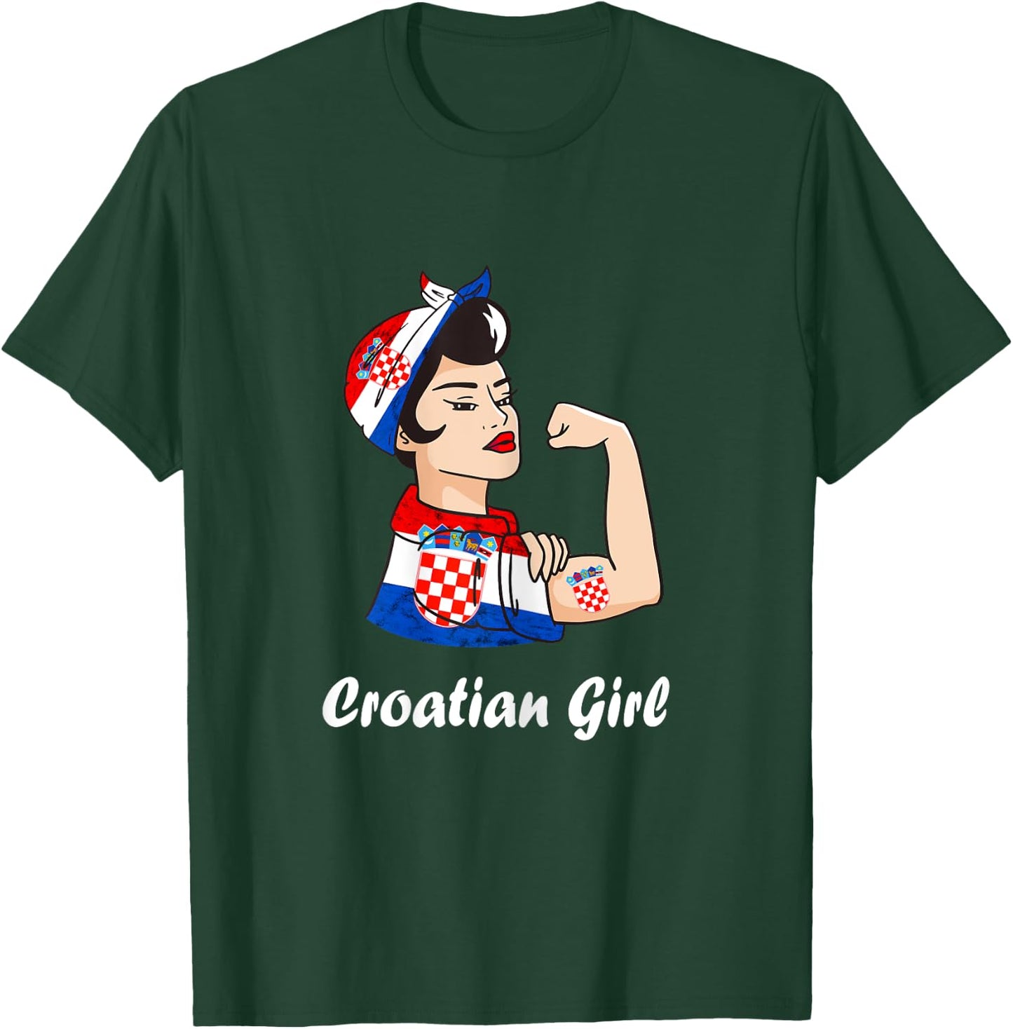 Croatian Girl Strong Woman Tattoo Croatian Roots Croatia T-Shirt - T-Shirt | Forest