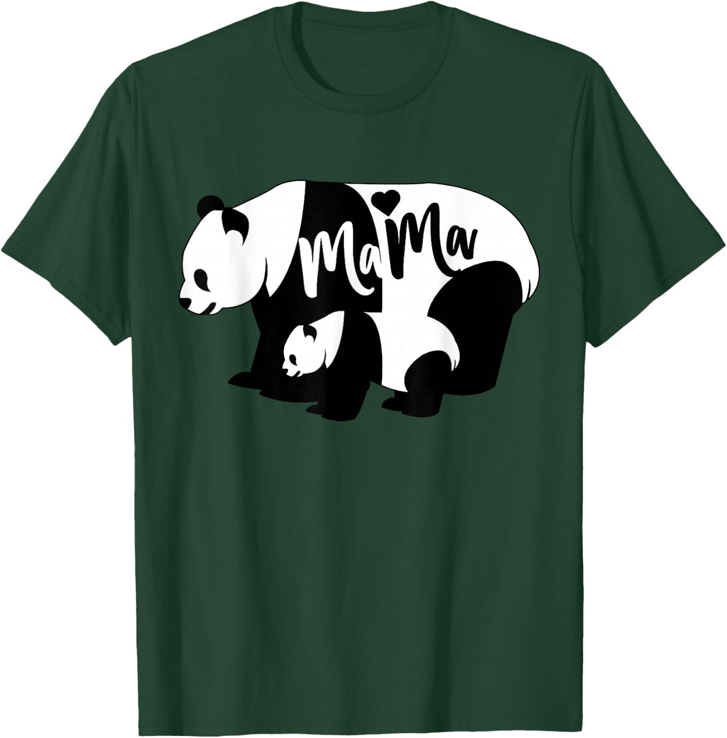 Mama Cute Baby Panda Bear Mothers Day Mama Heart T-Shirt - T-Shirt | Forest