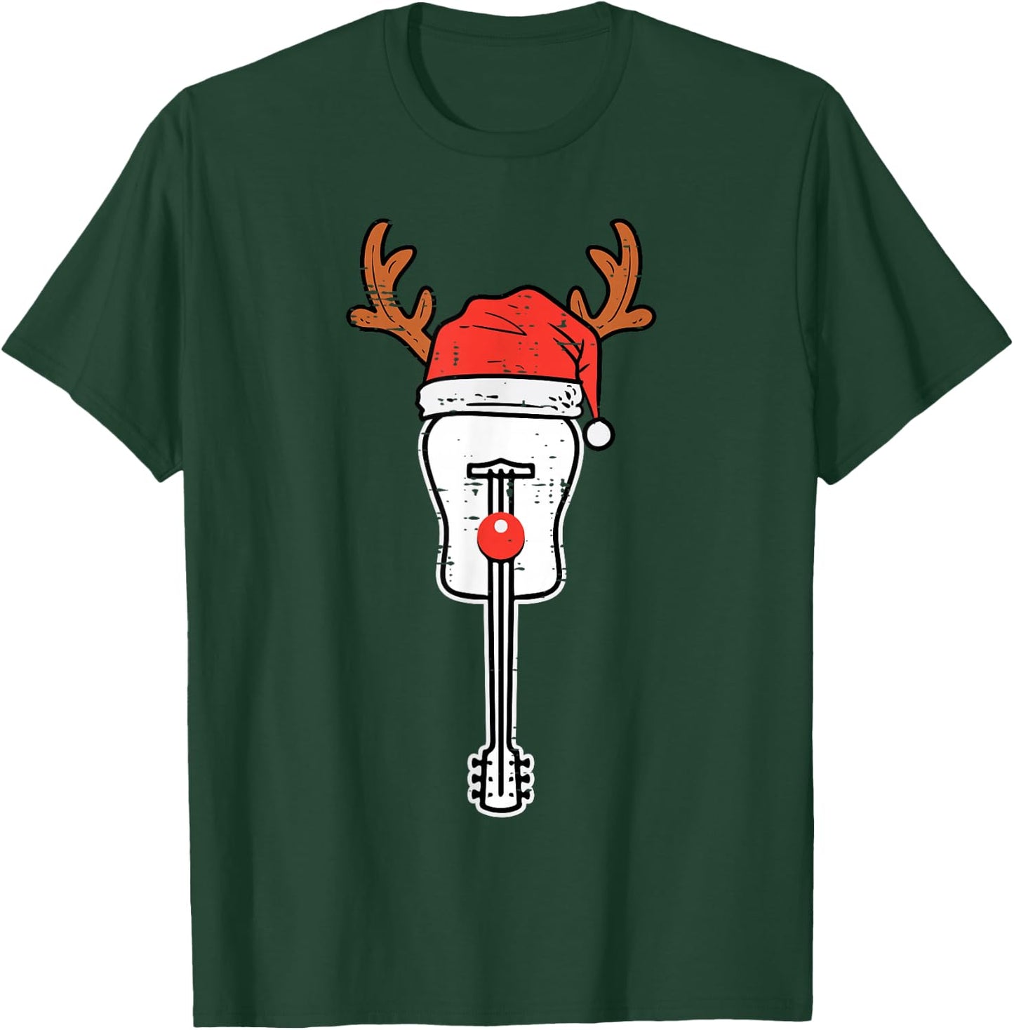 Guitar Christmas Reindeer Music Instrument Rocker Rock Xmas T-Shirt - T-Shirt | Forest