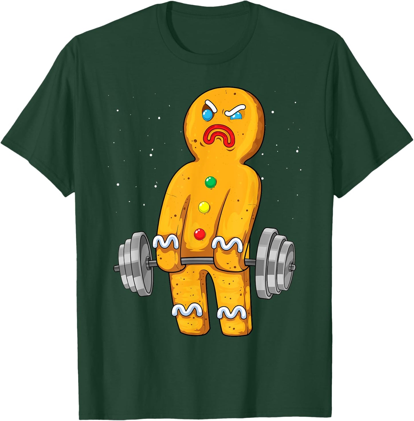Gingerbread Man Weightlifting Christmas Fitness Gym Deadlift T-Shirt - T-Shirt | Forest
