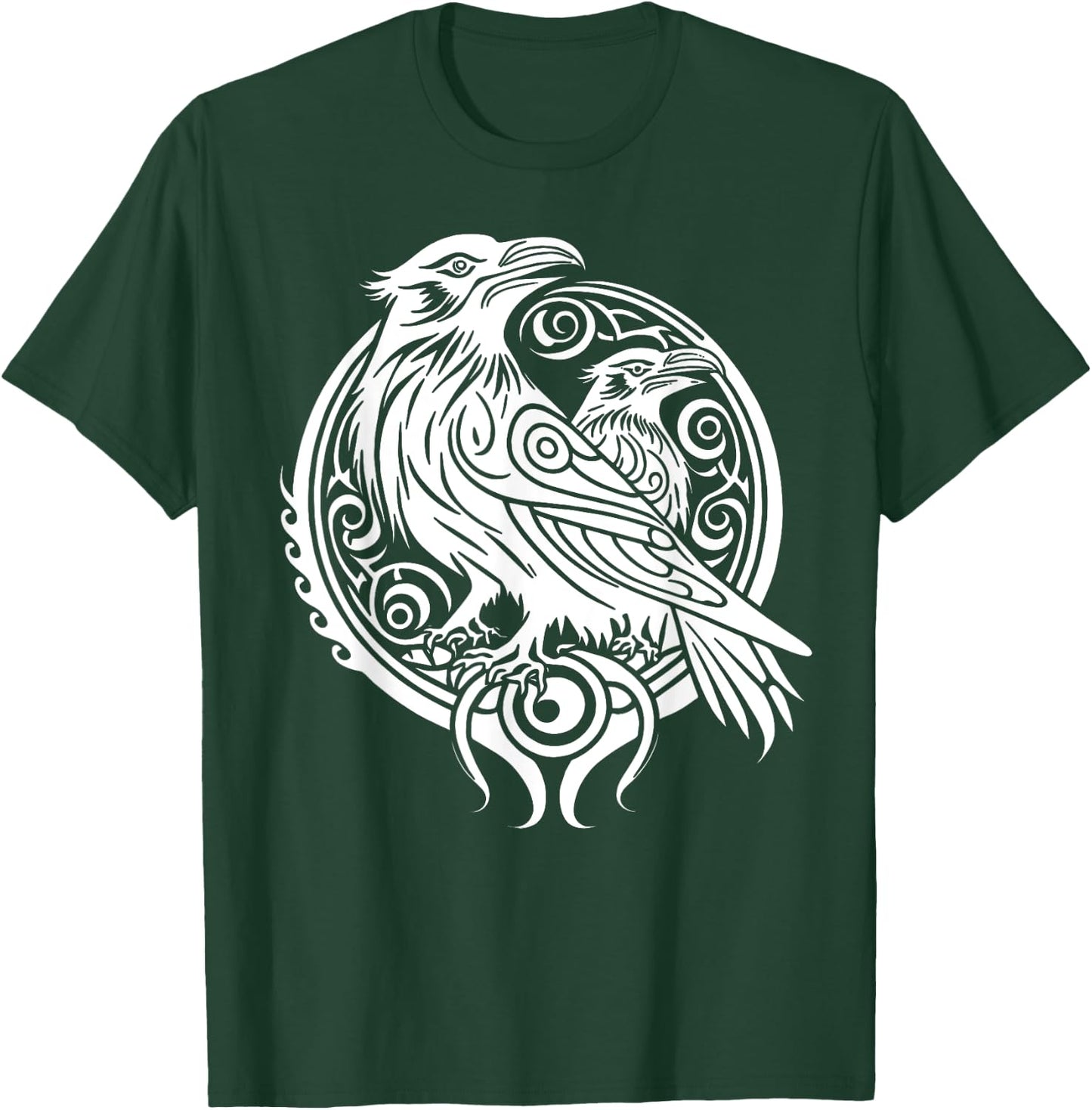 Odins Raven Norse Mythology Viking Birds Celtic Knots Asgard T-Shirt - T-Shirt | Forest