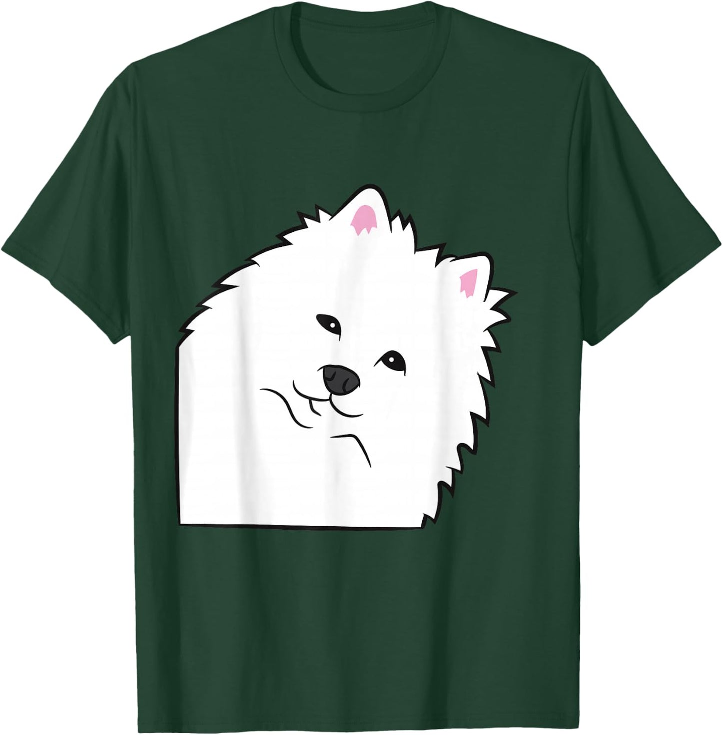 American Eskimo Dog Peeking From Side Cute American Eskimo T-Shirt - T-Shirt | Forest