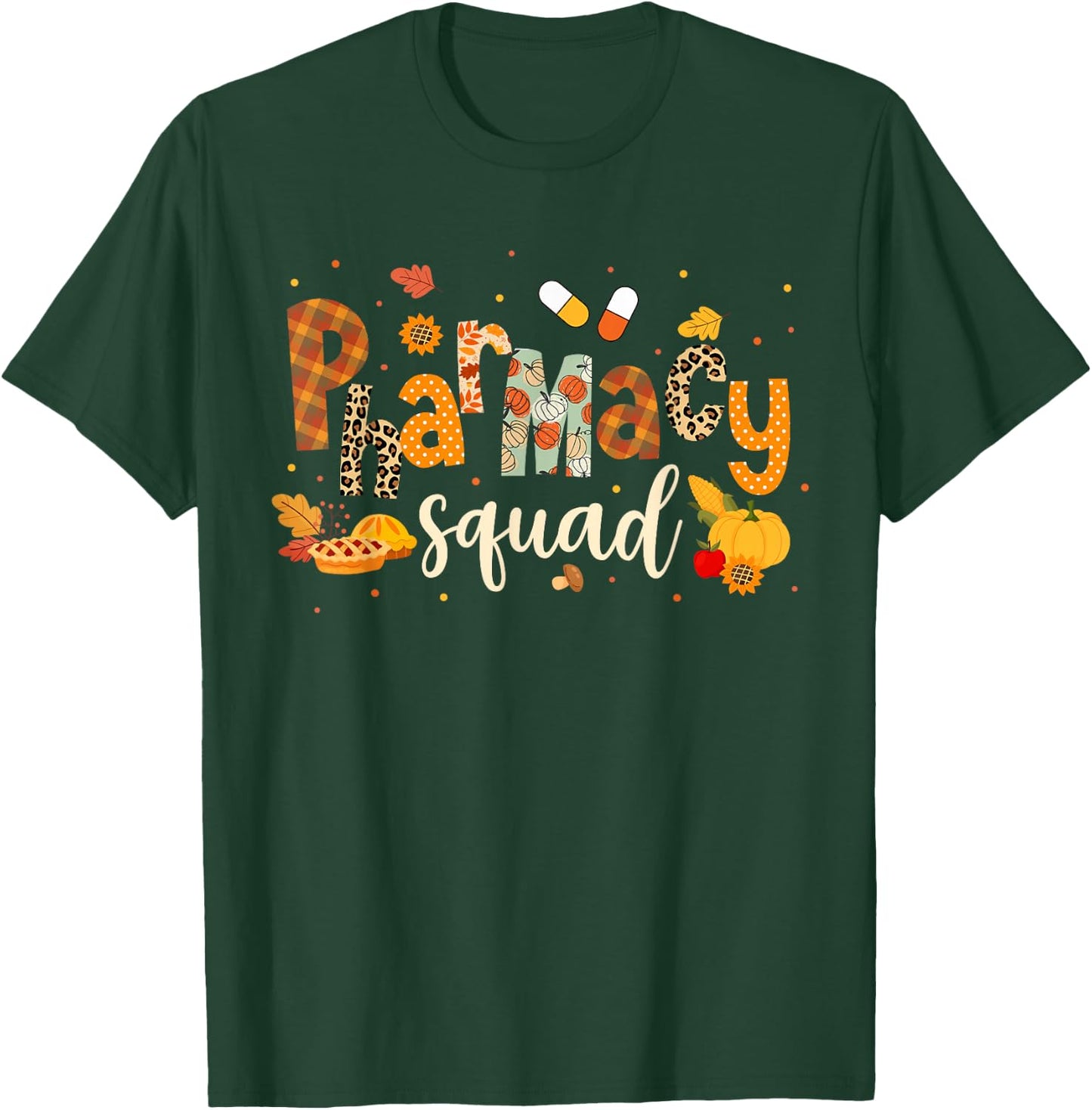 Funny Pharmacy Squad Pharmacist Thanksgiving Fall Pumpkin T-Shirt - T-Shirt | Forest