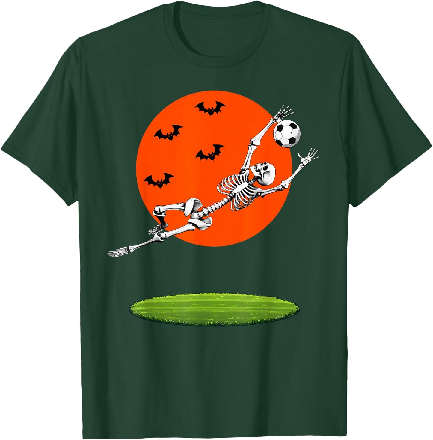 Soccer Skeleton Soccer Player Goalie Halloween Sports Moon T-Shirt - T-Shirt | Forest