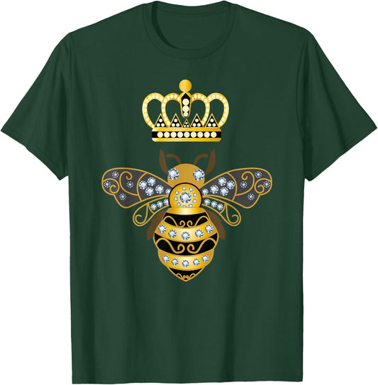Queen Bee Crown Women Men Girls Honey Hive Beekeeping Bee T-Shirt - T-Shirt | Forest