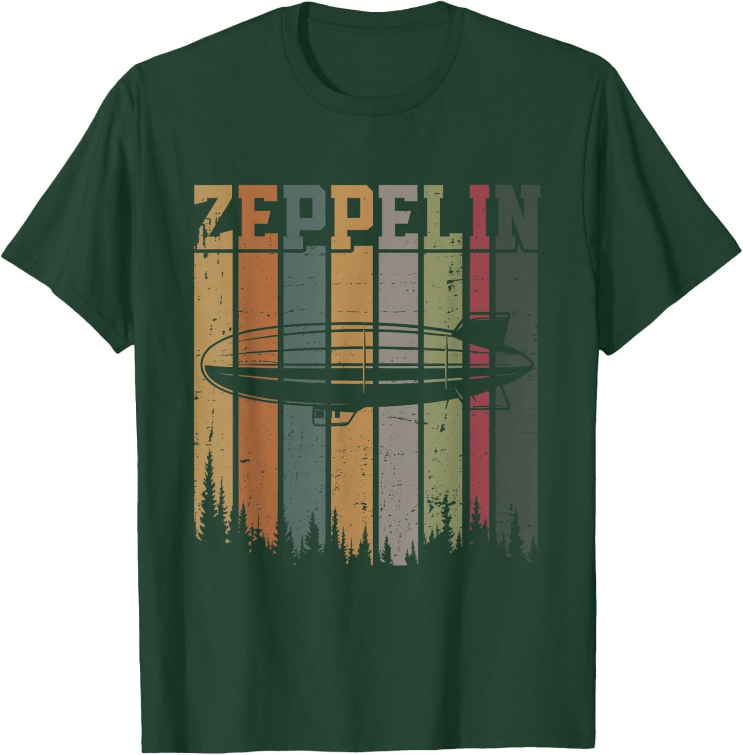 Retro Zeppelin 70s 80s Dirigible Airship Zepelin Zepplin T-Shirt - T-Shirt | Forest