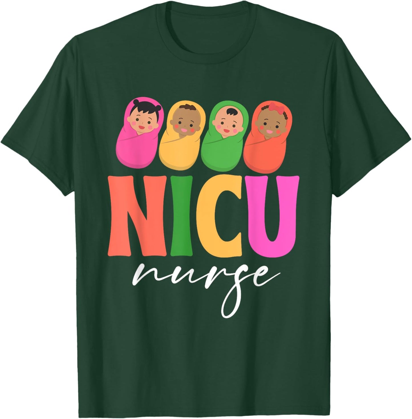 Groovy NICU Nurse ICU Neonatal Team Tiny Humans For T-Shirt - T-Shirt | Forest