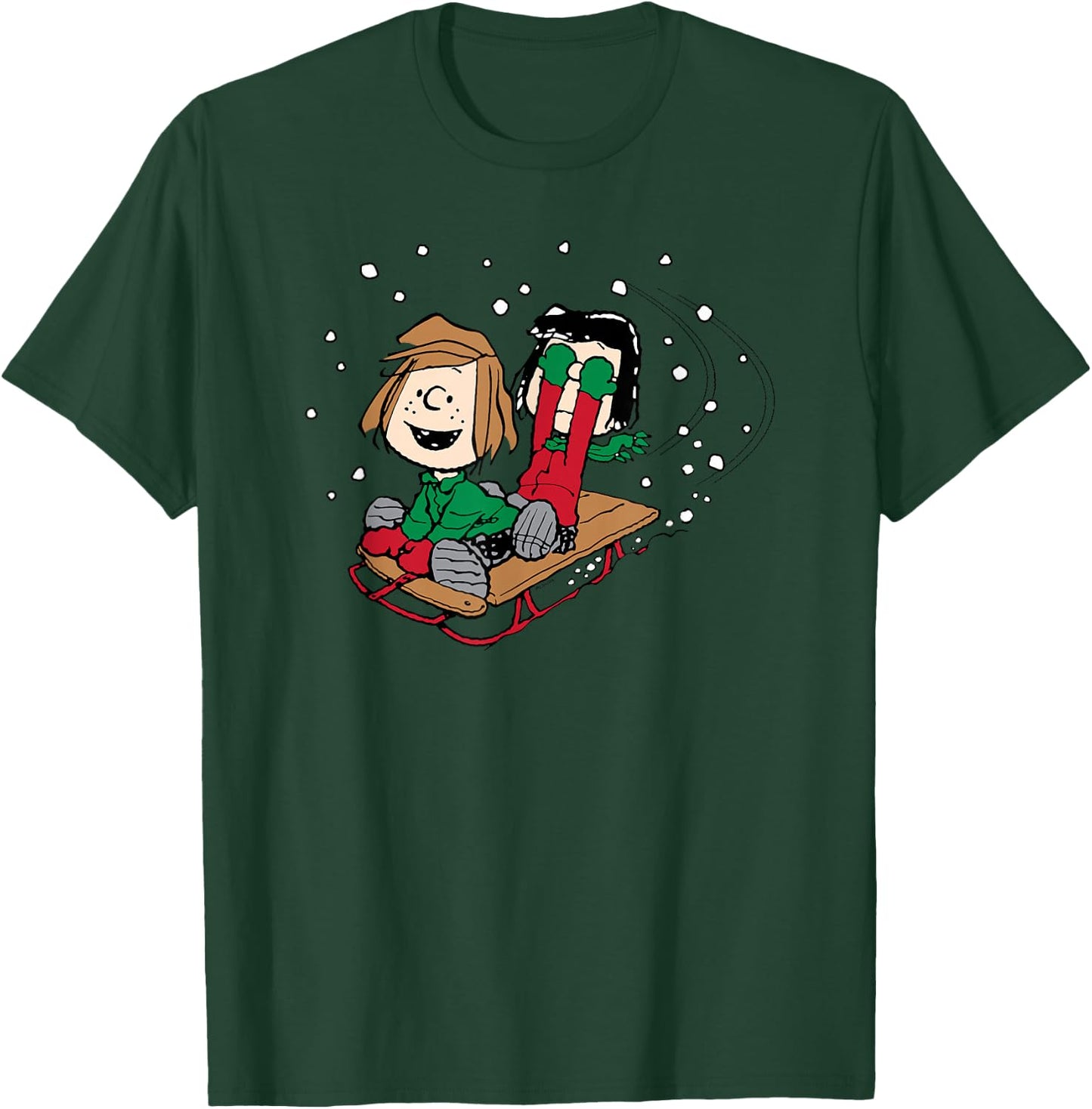 Peanuts - Peppermint Patty Sledding T-Shirt - T-Shirt | Forest