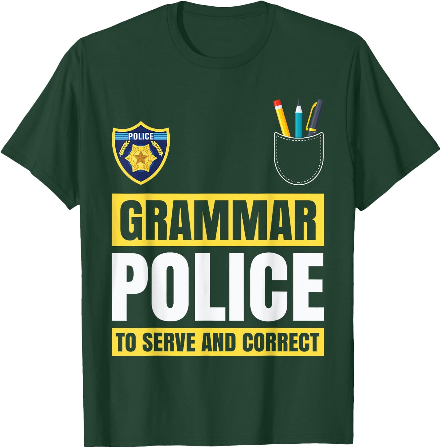 Grammar Police Funny Costume Idea Gift Teachers Students Women Kids T-Shirt - T-Shirt | Forest