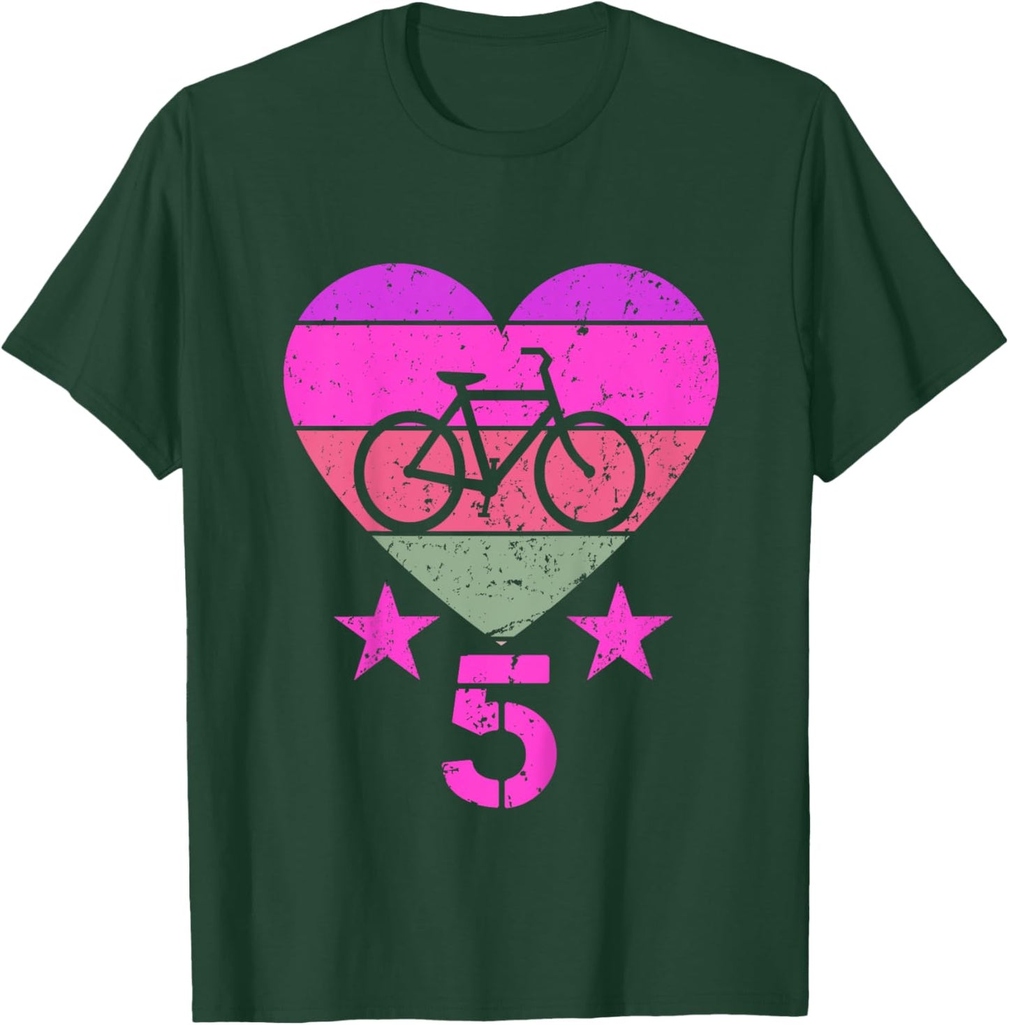 Bicycle Birthday 5 Year Old Boy Girl Bike 5th Birthday T-Shirt - T-Shirt | Forest
