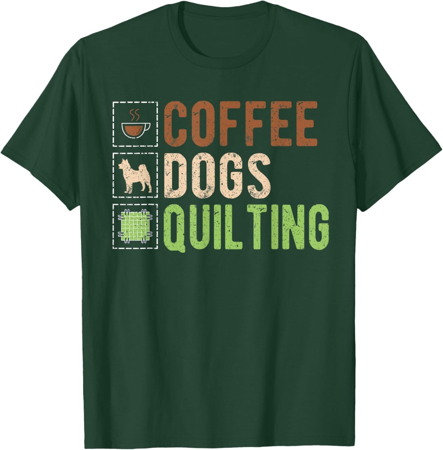 Coffee Dogs Quilting T-Shirt - T-Shirt | Forest