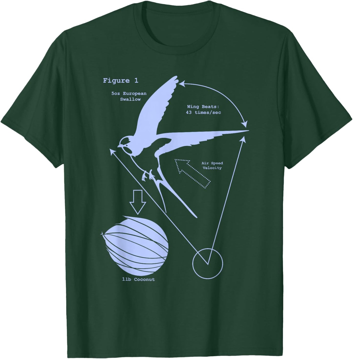 Airspeed Velocity with a Coconut and a European Swallow T-Shirt - T-Shirt | Forest