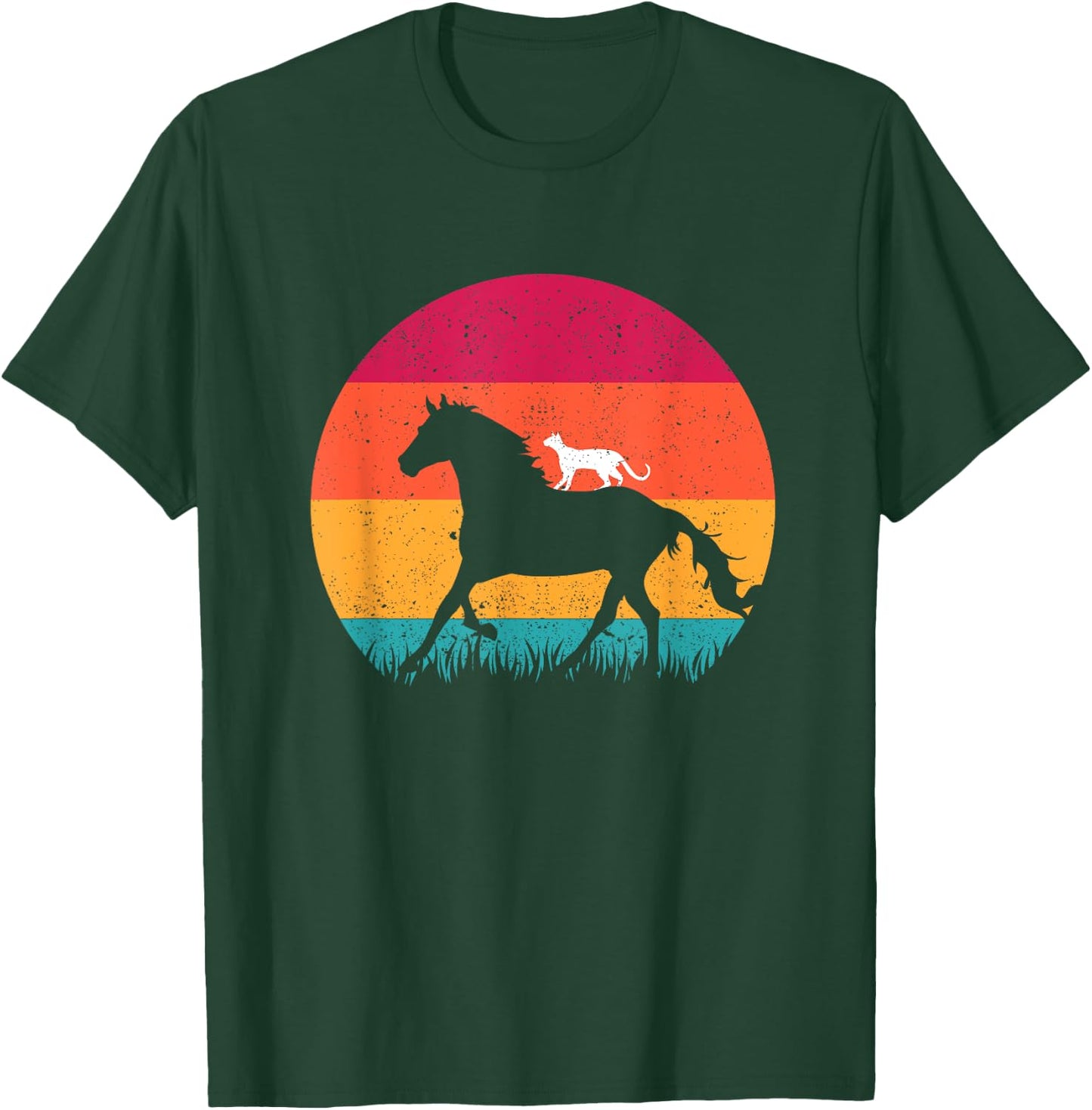 Horseback Riding Cat Ride Horses Funny Cats Horse Equestrian Men Women Girls Kids T-Shirt - T-Shirt | Forest