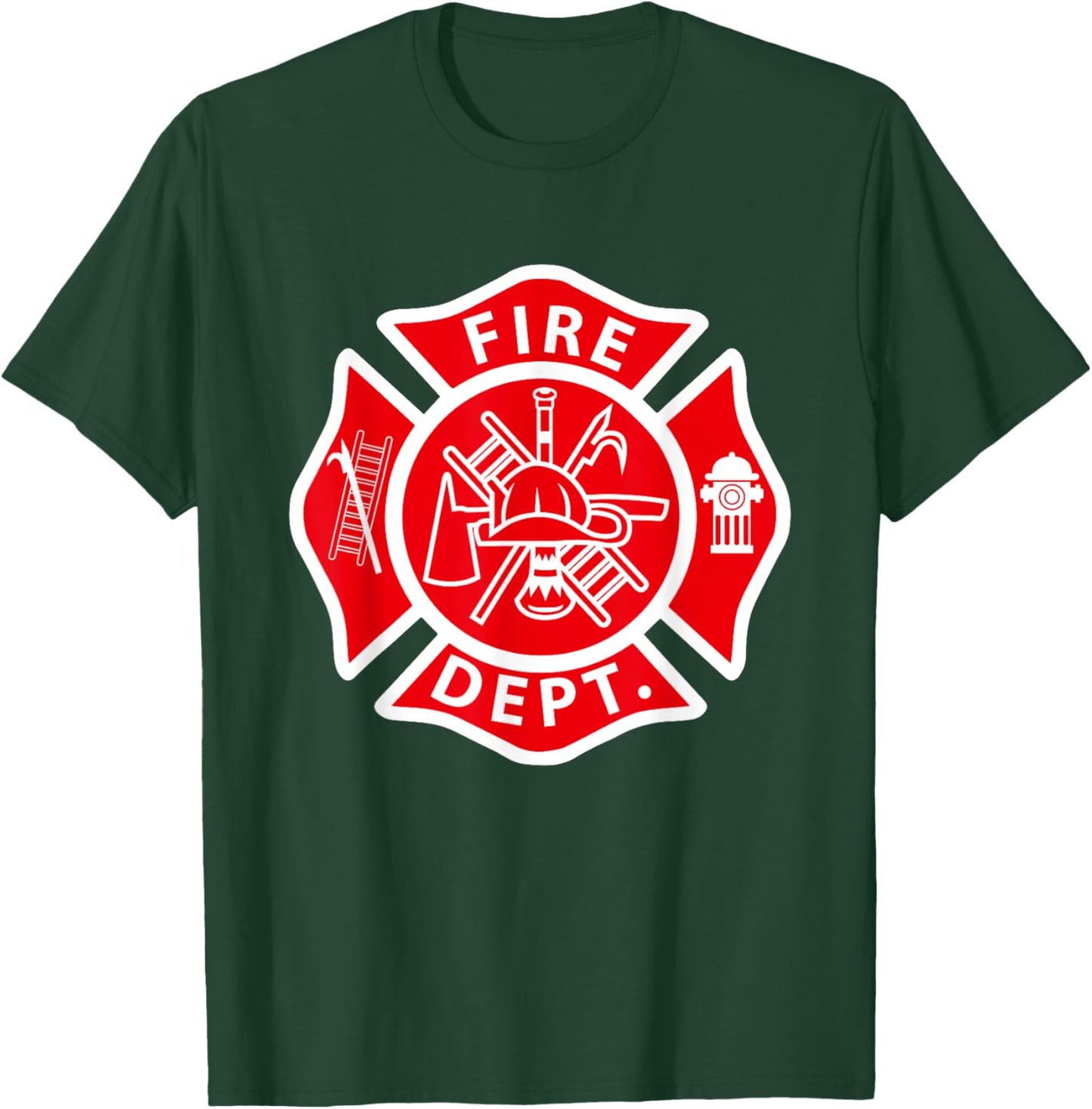 Fire Department Logo Uniform Fireman Symbol Firefighter Gear T-Shirt - T-Shirt | Forest
