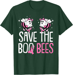 Save The Breast Cancer Awareness Boo Bees Halloween Women T-Shirt - T-Shirt | Forest