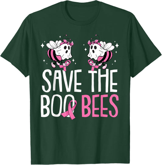 Save The Breast Cancer Awareness Boo Bees Halloween Women T-Shirt - T-Shirt | Forest