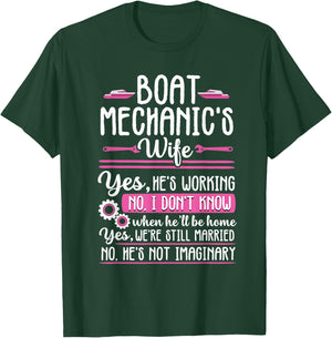 Funny Boat Mechanic's Wife Girlfriend Motorboat Engineer T-Shirt - T-Shirt | Forest
