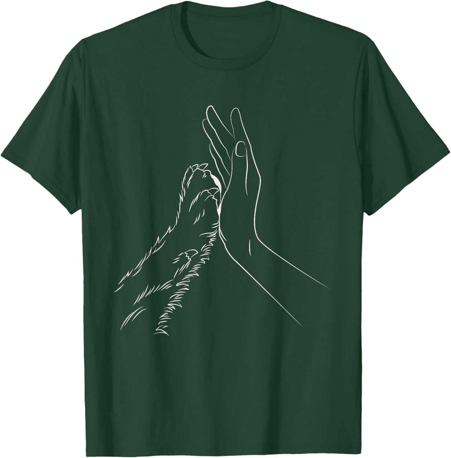 Paw Human Hand Dog Lovers Dog Owners T-Shirt - T-Shirt | Forest