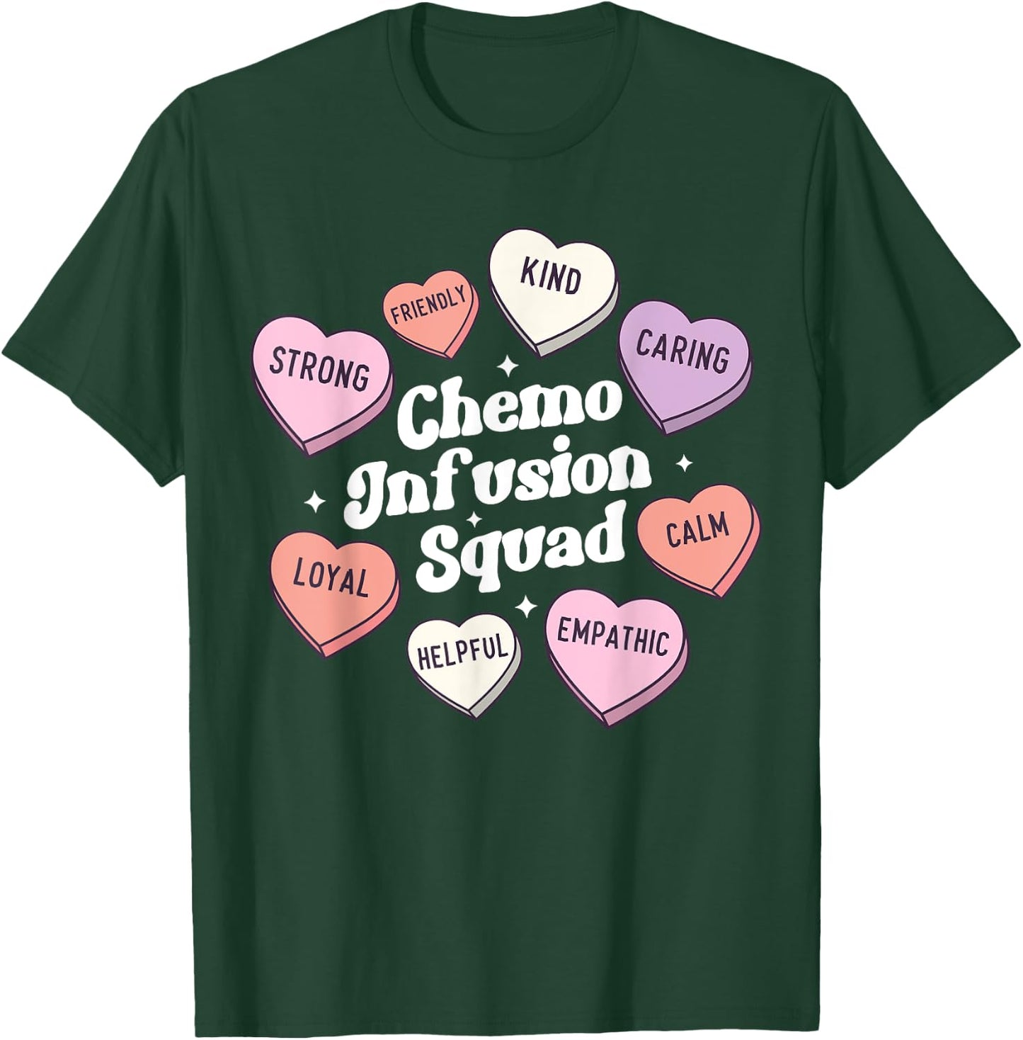 Valentines Day Chemo Infusion Nurse Oncology Groovy Hearts T-Shirt - T-Shirt | Forest