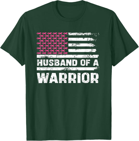 husband of a warrior Breast Cancer Awareness support squad T-Shirt - T-Shirt | Forest