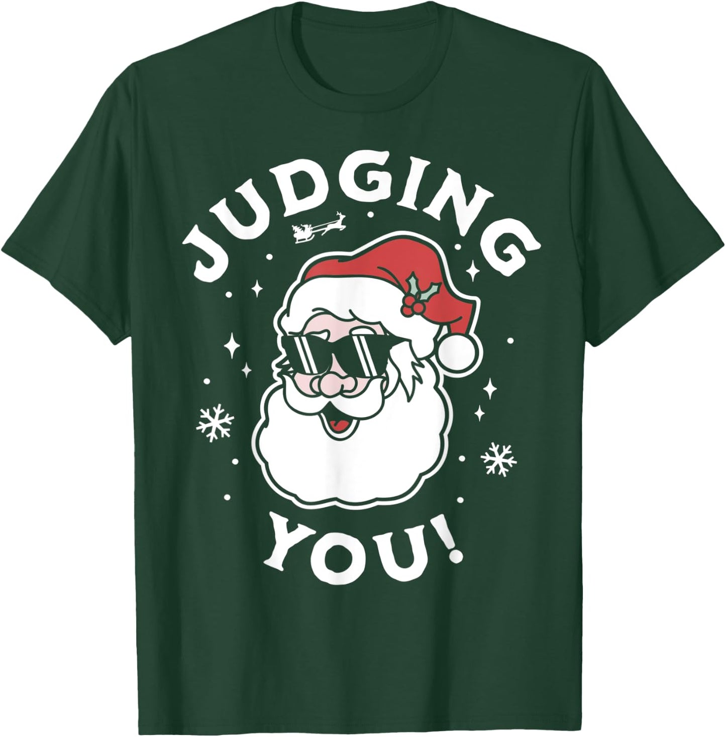 Judging You - Funny Ugly Christmas Sweater Santa Claus T-Shirt - T-Shirt | Forest