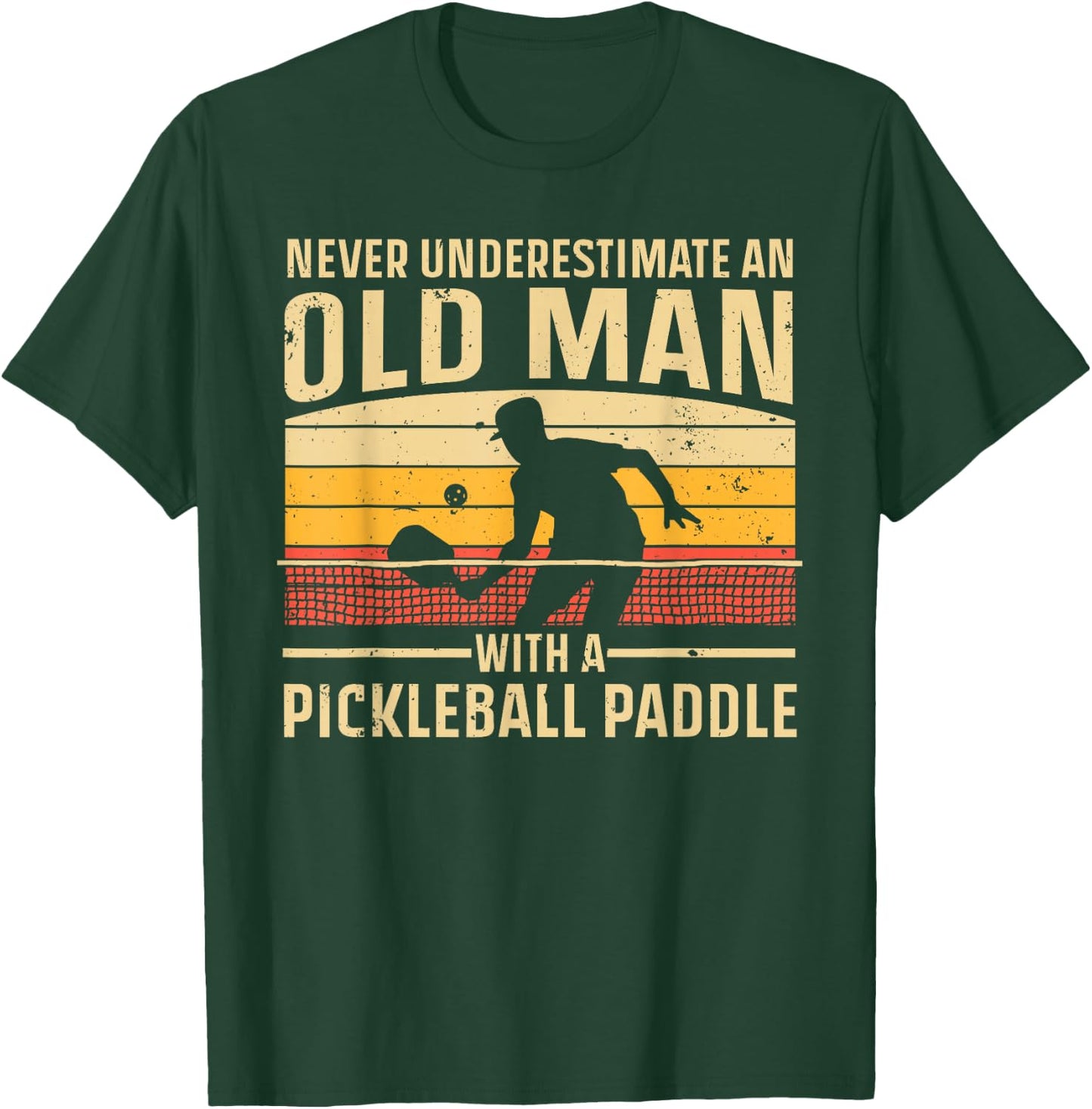 Cool Pickleball Art Grandpa Paddle Pickleball Player T-Shirt - T-Shirt | Forest
